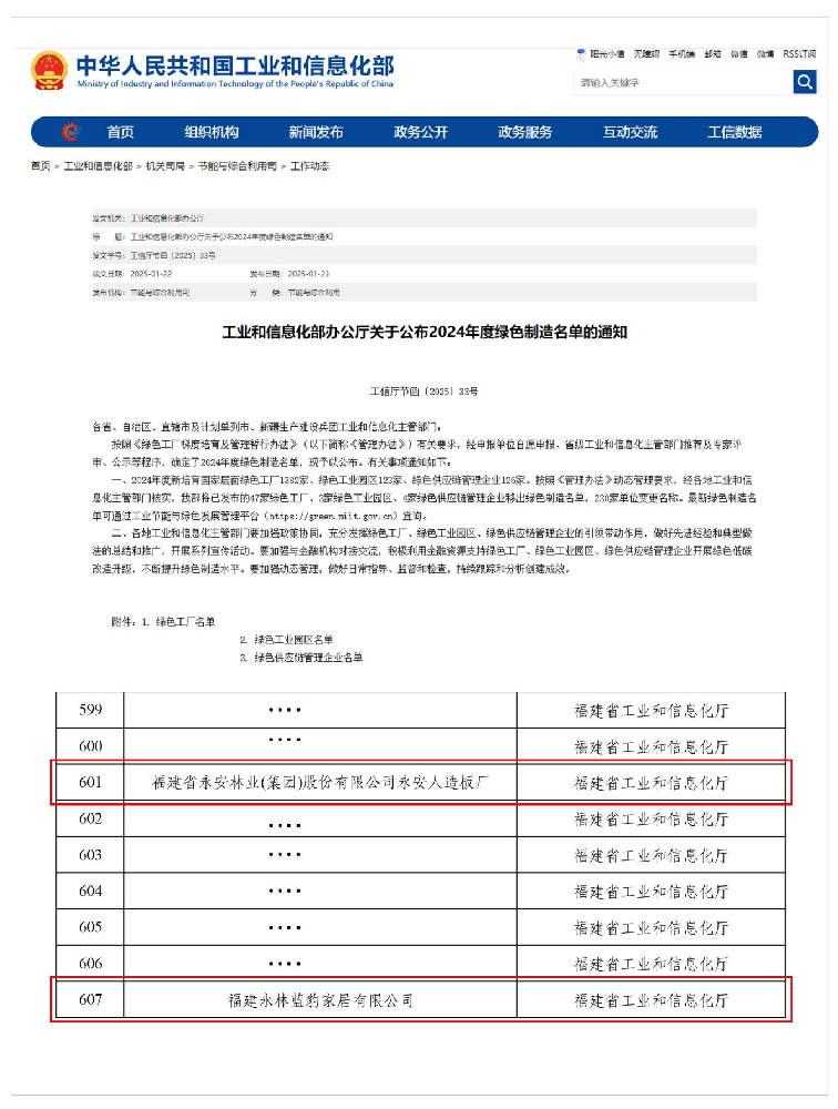 綠色領(lǐng)航|永安林業(yè)新添兩家 “國家級綠色工廠”